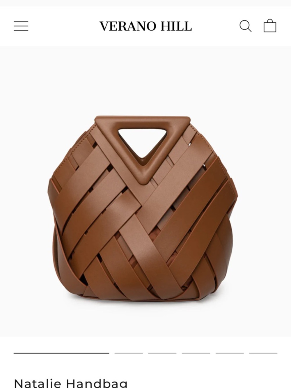 Verano Hill Natalie Handbag Woven Triangle-Handle Mini Bag in Tan